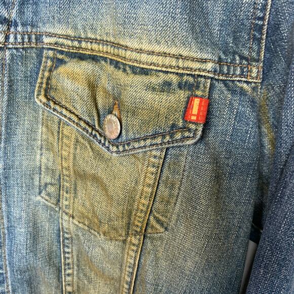 JOOP! Jeans Distressed Brown Washed Grunge Jean Jacket Sz 48 - Picture 3 of 6